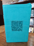 NASB Comfort Print Thinline Bible, Red Letter Edition--soft leather-look, teal