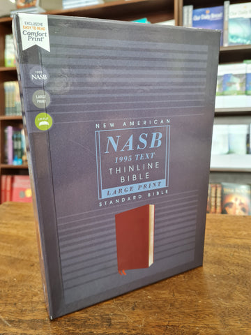 NASB Large-Print Thinline Bible, Red Letter Edition--bonded leather, burgundy