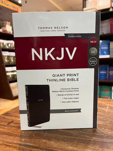 NKJV Giant-Print Thinline Bible, Comfort Print--soft leather-look, black (red letter)