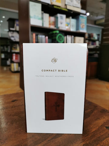 ESV Compact Bible (Imitation Leather, TruTone, Walnut, Weathered Cross Design)