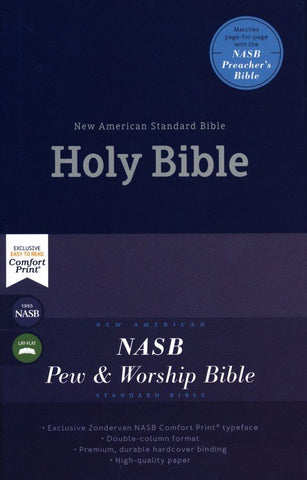 NASB Comfort Print Pew and Worship Bible--hardcover, blue