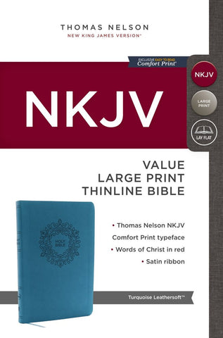 NKJV Value Thinline Bible Large Print, Imitation Leather, Blue