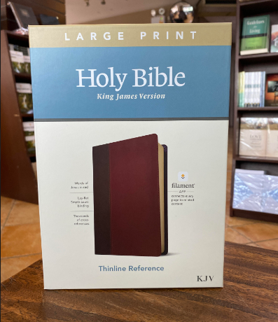 KJV Large-Print Thinline Reference Bible, Filament Enabled Edition--soft leather-look, brown/mahogany