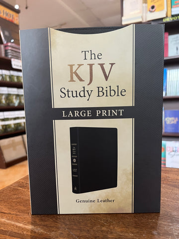 KJV Large-Print Study Bible--genuine leather, black
