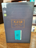 NASB Comfort Print Thinline Bible, Red Letter Edition--soft leather-look, teal
