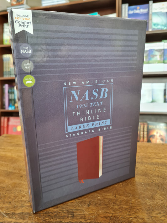 NASB Large-Print Thinline Bible, Red Letter Edition--bonded leather, burgundy