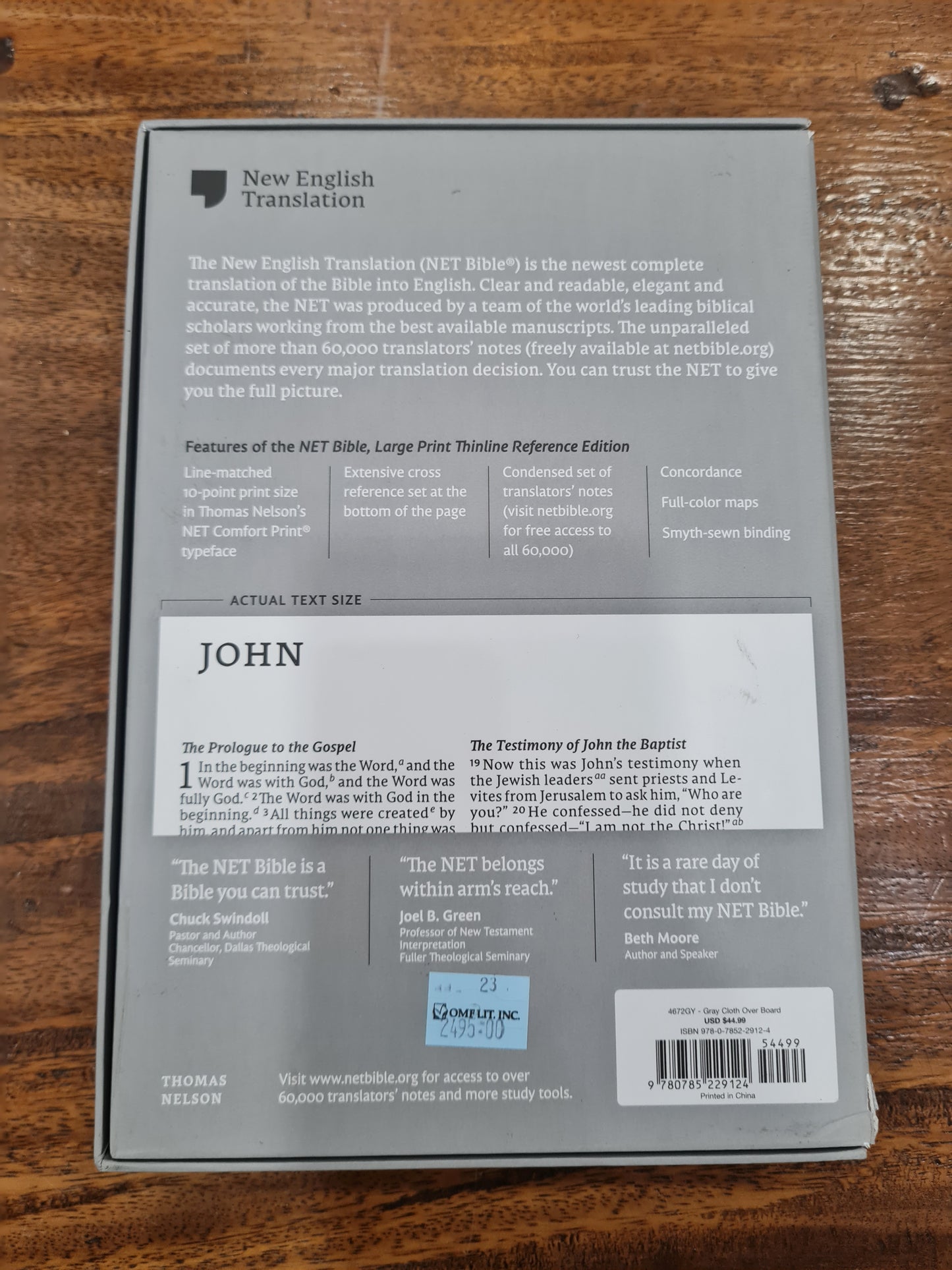 NET Bible Thinline Reference, Large Print Gray (OM)