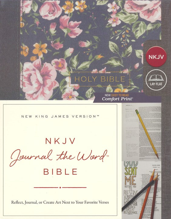 NKJV Comfort Print Journal the Word Bible, Cloth over Board, Gray Floral