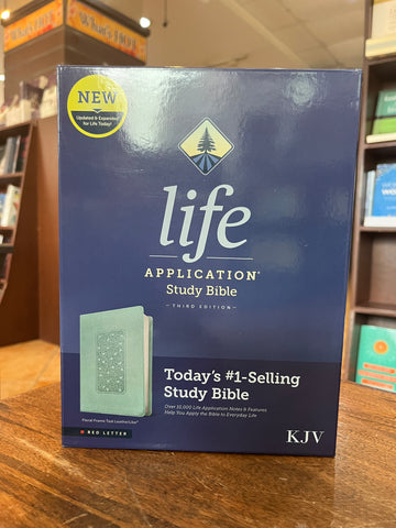 KJV Life Application Study Bible, Third Edition (Red Letter, LeatherLike, Floral Frame Teal)