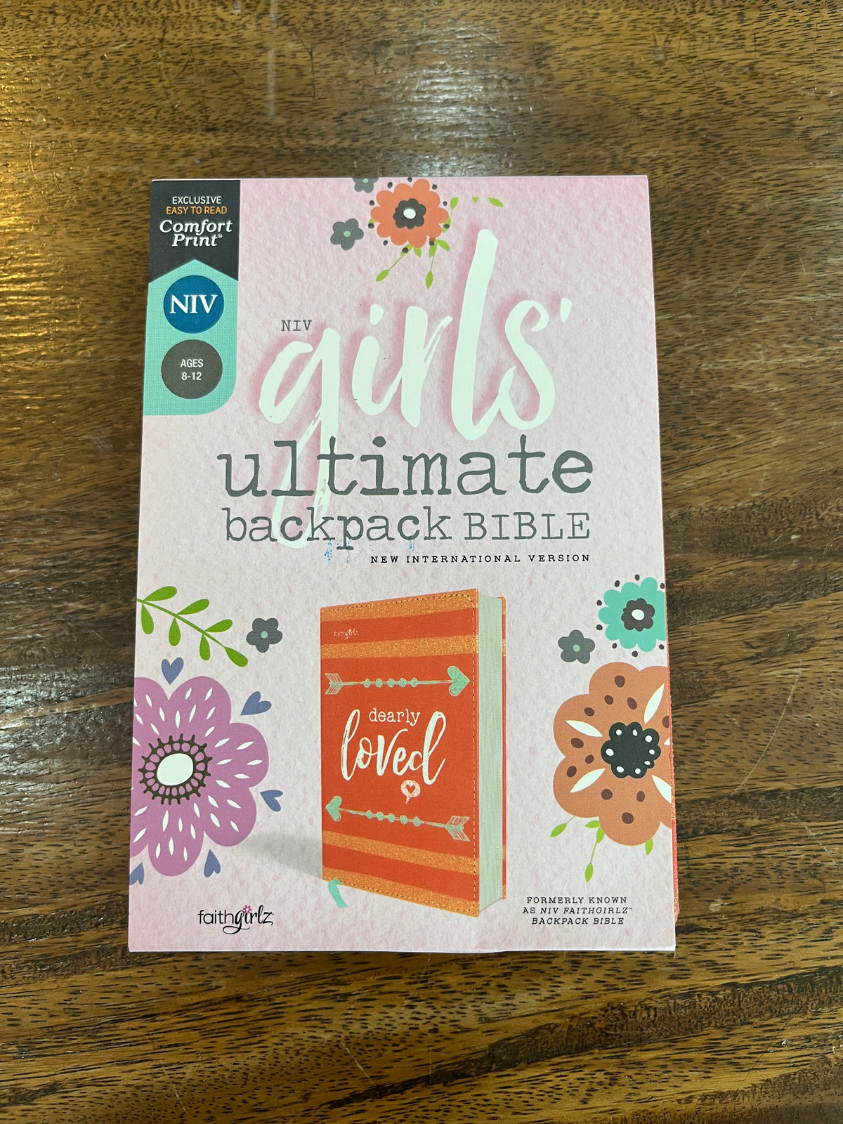 NIV Compact Girls' Ultimate Backpack Bible, Faithgirlz Edition--flexible cover, coral