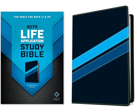 Tyndale NLT Boys Life Application Study Bible, TuTone (LeatherLike, Midnight Blue), NLT Study Bible for Boys, Foundations for Your Faith Sections