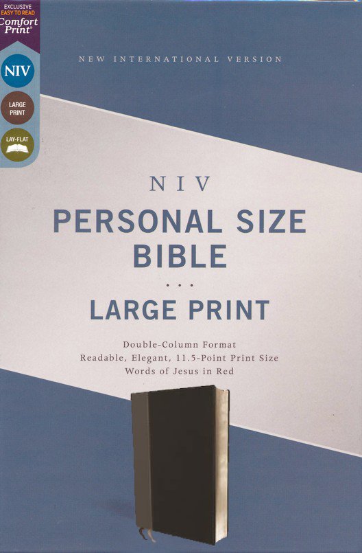 NIV, Personal Size Bible, Large Print, Leathersoft, Black, Red Letter, Comfort Print