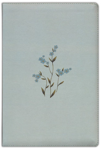 NLT Large Print Thinline Reference Bible, Filament Enabled--soft leather-look, baby blue blossoms with zipper