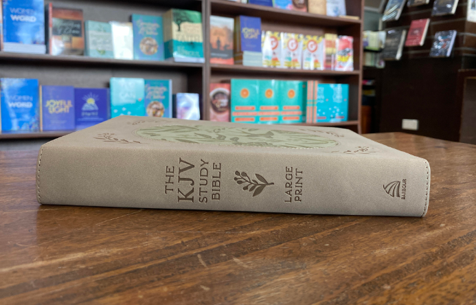 KJV Large-Print Study Bible--imitation leather brown/olive