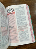 NLT Girls Life Application Study Bible (LeatherLike, Teal/Pink Flowers)