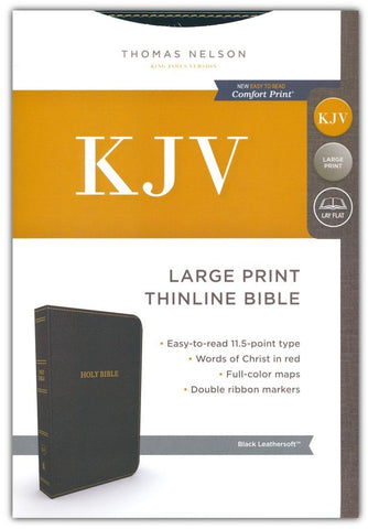 KJV, Thinline Bible, Large Print, Imitation Leather, Black, Red Letter Edition