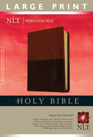 NLT Personal Size Bible Large Print (Imitation Leather, Brown/Tan)