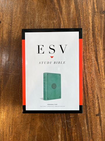 ESV Study Bible, Personal Size (TruTone Imitation Leather, Turquoise with Emblem Design)