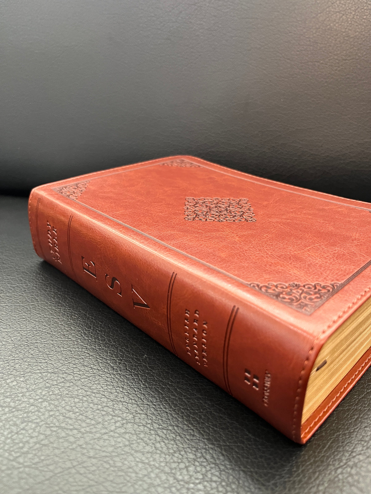 ESV Study Bible, Personal Size (TruTone, Saddle, Ornament Design)