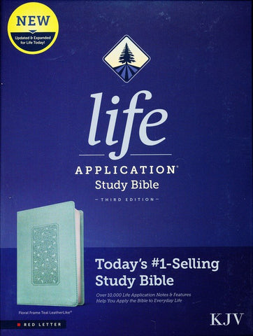 KJV Life Application Study Bible, Third Edition (Red Letter, LeatherLike, Floral Frame Teal) (OM)