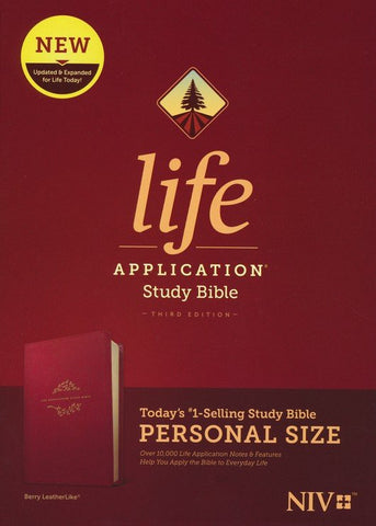 NIV Life Application Personal-Size Study Bible, Third Edition--soft leather-look, berry