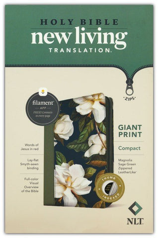 NLT Compact Bible Giant Print (Magnolia, with zipper)