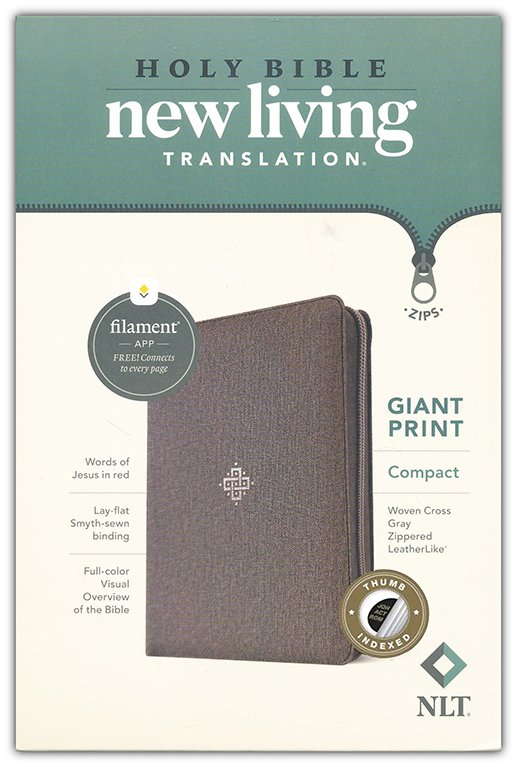 NLT Compact Bible, Filament-Enabled Edition, Giant Print gray (indexed) with zipper