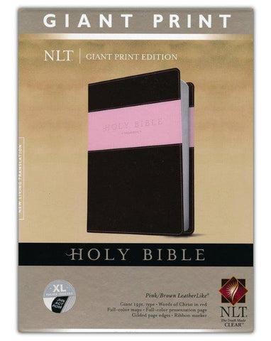 NLT Holy Bible, Giant Print TuTone Imitation Leather, pink/brown Indexed