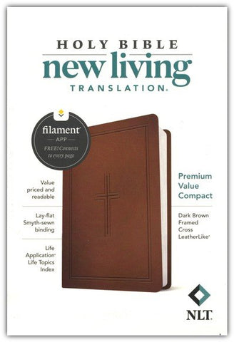 NLT Premium Value Compact Bible, Filament Enabled (Dark Brown)