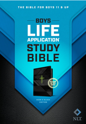 NLT Boys Life Application Study Bible, LeatherLike, Neon/Black