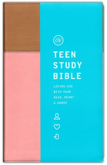 ESV Teen Study Bible--soft leather-look, blush & caramel