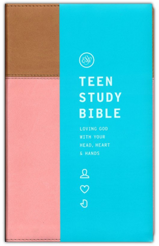 ESV Teen Study Bible--soft leather-look, blush & caramel
