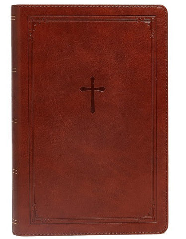 NKJV, End-of-Verse Reference Bible, Personal Size Large Print, Leathersoft, Brown, Red Letter, Comfort Print