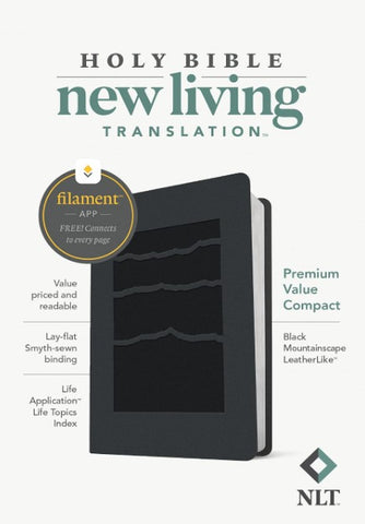 NLT Premium Value Compact Bible, Filament Enabled (LeatherLike, Black Mountainscape)