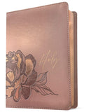 NLT Com Giant Print Bible, Fil Enabled (LeatherLike, Rose Metallic Peony, Red Letter)