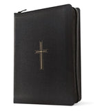 NLT Com Giant Print Zipper Bible, Fil Enabled (LeatherLike, Black Cross, Red Letter)