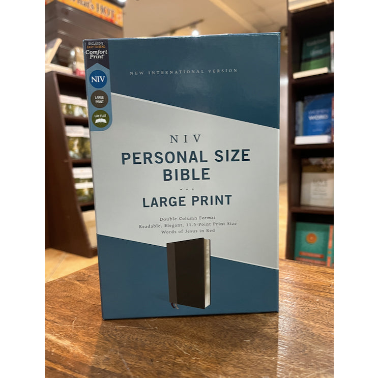 NIV, Personal Size Bible, Large Print, Leathersoft, Black, Red Letter, Comfort Print