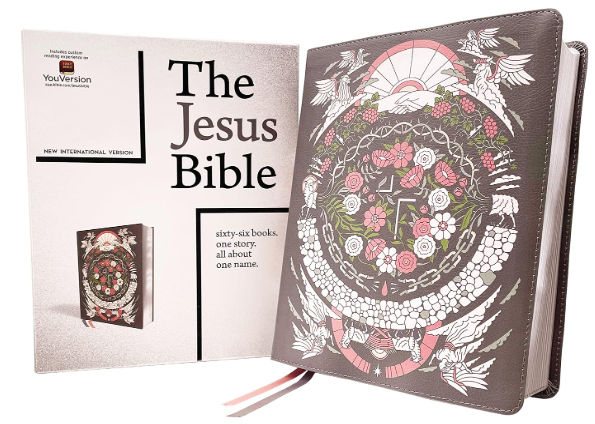 The Jesus Bible Artist Edition, NIV, Leathersoft, Gray Floral, Comfort Print
