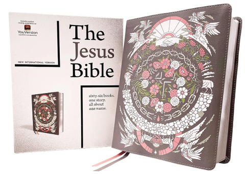 The Jesus Bible Artist Edition, NIV, Leathersoft, Gray Floral, Comfort Print