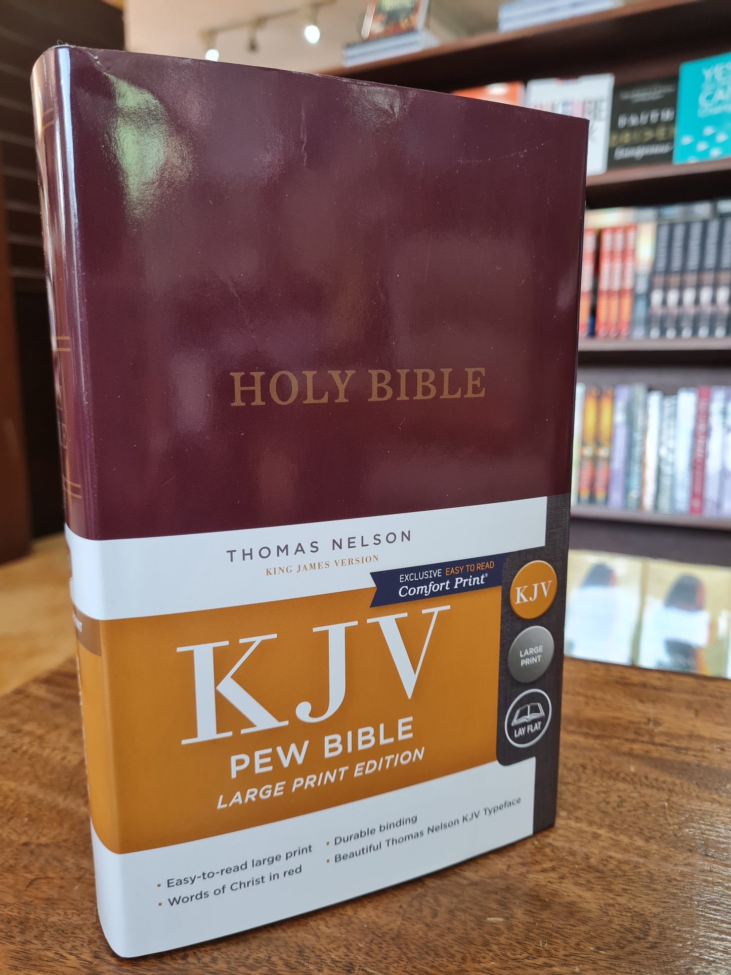 KJV, Pew Bible, Large Print, Hardcover, Burgundy