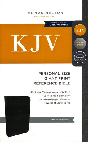 KJV Personal Size Giant Print Reference Bible (Leathersoft, Black)