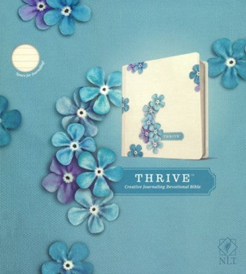 NLT THRIVE Creative Journaling Devotional Bible--hardcover, blue flowers