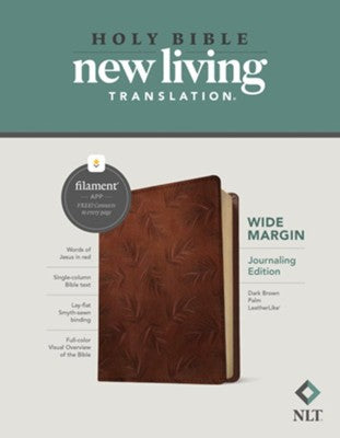 NLT Wide Margin Bible, Filament Enabled Edition--soft leather-look, dark brown