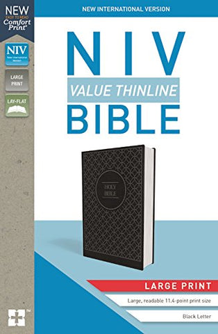 NIV Value Thinline Bible - Large Print (Leathersoft, Grey/Charcoal Black)
