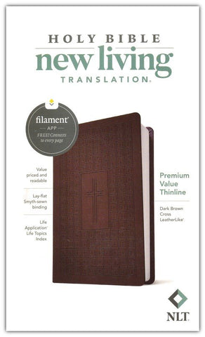 NLT Premium Value Thinline Bible, Filament Enabled Edition-- soft leather-look, brown