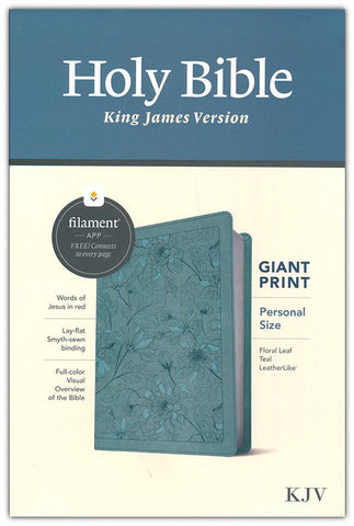 KJV Personal-Size Giant-Print Bible, Filament Enabled Edition--soft leather-look, teal