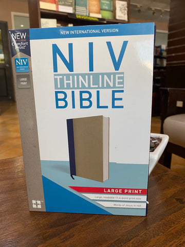 NIV Thinline Bible Large Print (Cloth-over-Board, Blue/Tan)
