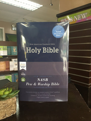 NASB Comfort Print Pew and Worship Bible--hardcover, blue