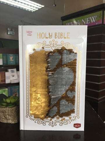 NKJV Sequin Sparkle and Change Bible: Silver and Gold