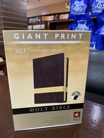 NLT Holy Bible Giant Print (Imitation Leather, TuTone, Wine/Gold, Indexed)
